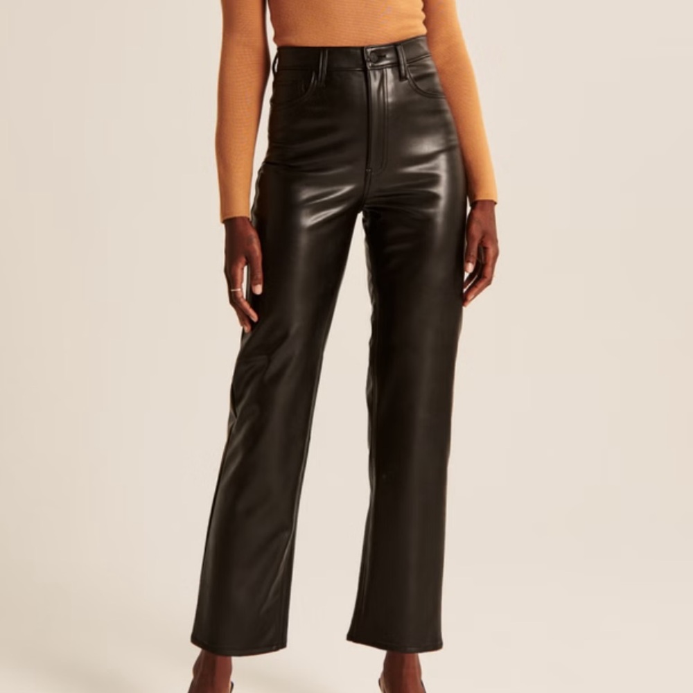 Abercrombie Vegan Leather Ankle Straight Pant